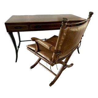 1980s Ernest Hemingway Collection Safari Desk and Chair - Set of 2 For Sale