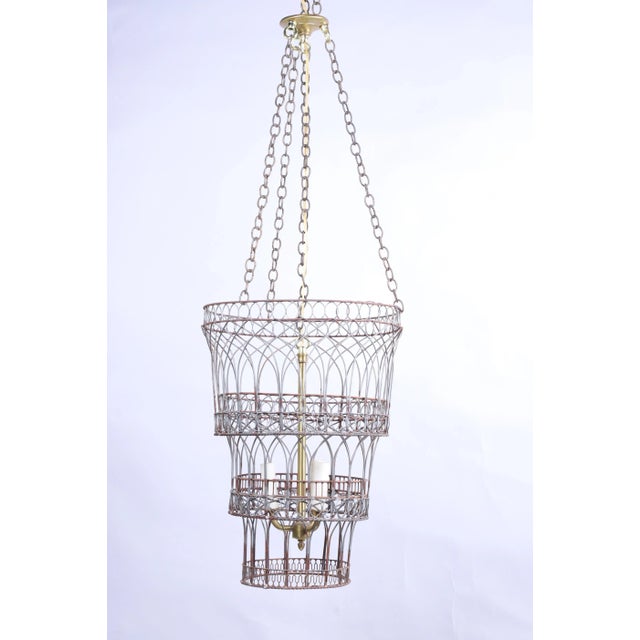 1980s Vintage Handmade Chandelier Made of Metal Wire For Sale - Image 5 of 5