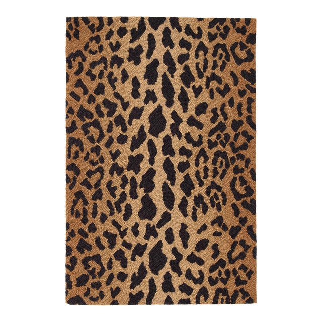 Dash & Albert by Annie Selke Leopard Micro Hooked Wool Rug, 2'6" x 8' For Sale