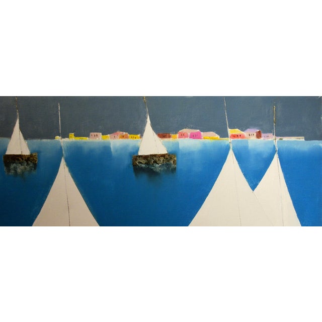 This artwork titled "Vele c. 1990 is an oil painting on canvas by noted Italian artist Lido Bettarini, 1927-2019. It is...