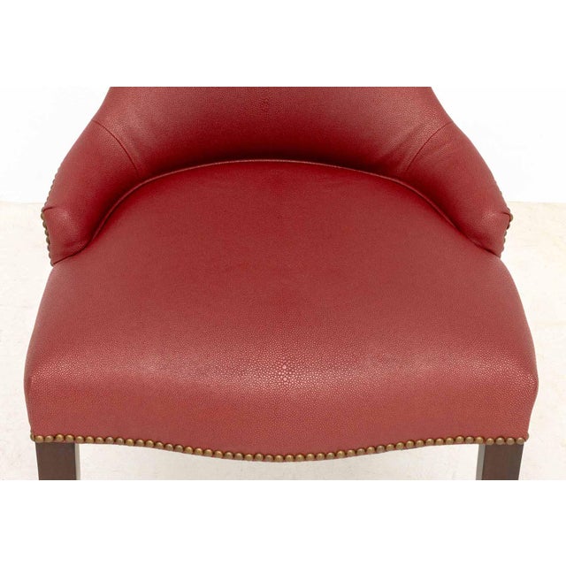 Red Contemporary Red Upholstered Chair and Ottoman For Sale - Image 8 of 12