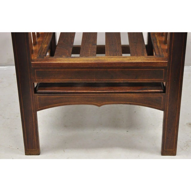 Early 1900s Antique Mahogany Edwardian Mechanical Reclining Morris Chair With Pencil Inlay For Sale - Image 11 of 12