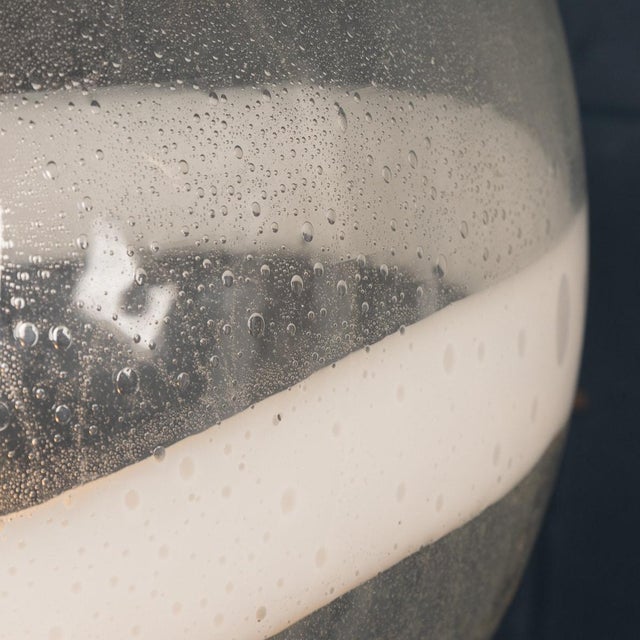 1970s Vintage Italian White and Clear Murano Glass Pendant Lamp, 1970 For Sale - Image 5 of 16