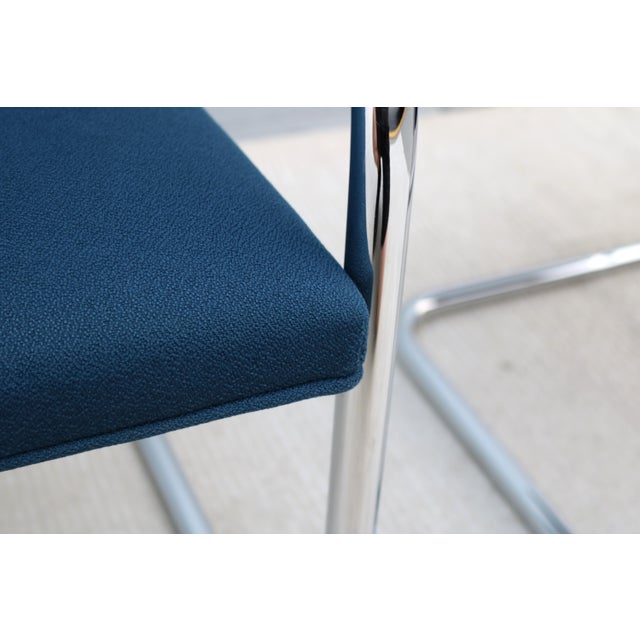 Ludwig Mies Van Der Rohe Brno Tubular Chairs in Royal Blue Fabric by Gordon - Set of 4 For Sale - Image 16 of 18