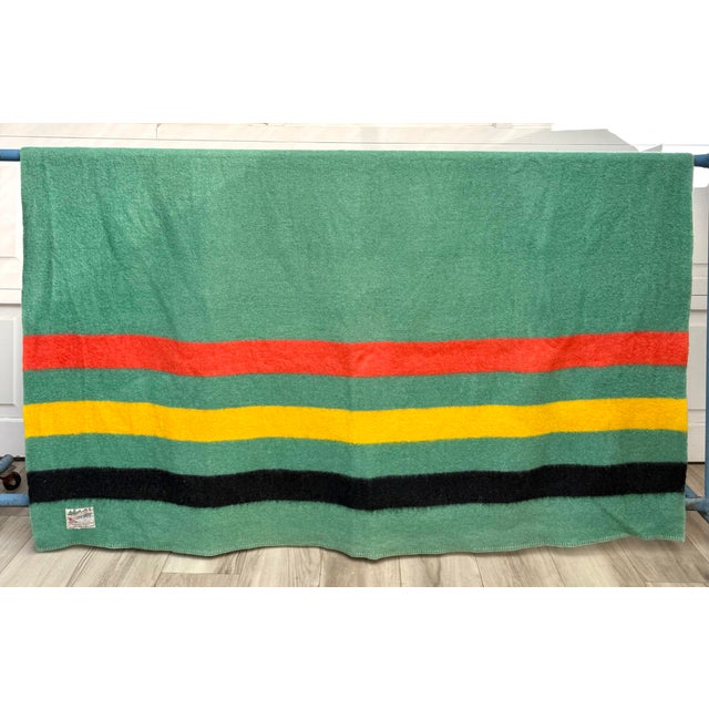 Textile 1940s Orrlaskan Pure Wool Striped Blanket by Orr Felt & Blanket Co. For Sale - Image 7 of 10