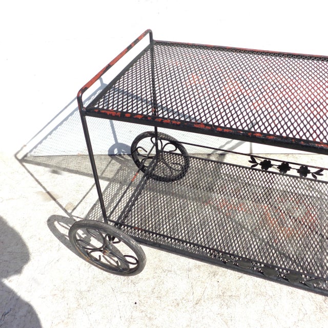Mid 20th Century Woodard Wrought Iron Bar Serving Cart For Sale - Image 5 of 8