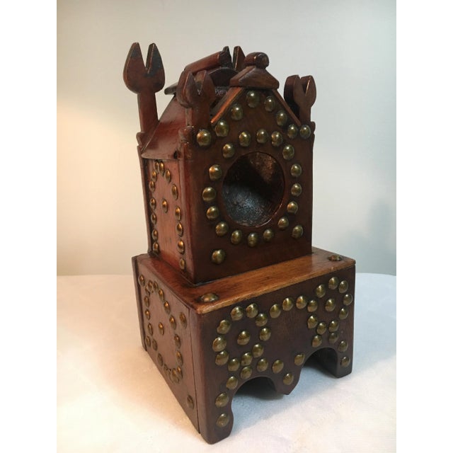19th Century Folk Art Wooden and Brass Pocket Watch Holder For Sale - Image 12 of 12