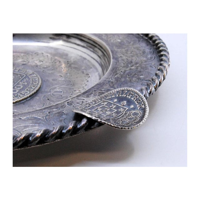 Silver Ashtray with Engravings, Ropes and D João Coins For Sale - Image 5 of 9