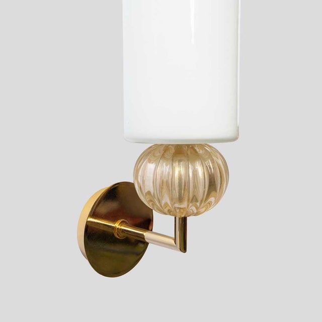 Gold White and Gold Glass Wall Sconces, Set of 2 For Sale - Image 8 of 12