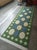 Kelly Green Handmade Woolen Dhurrie Runner, Moss Green, White and Sky Blue Swedish Tile Runner- 3.5'x10' For Sale - Image 8 of 13