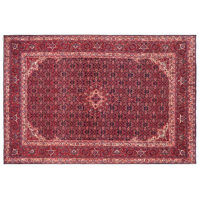 Boho Chic Persian Tabriz Blue/Red Wool Rug - 6'11'' X 10'1'' For Sale - Image 9 of 10