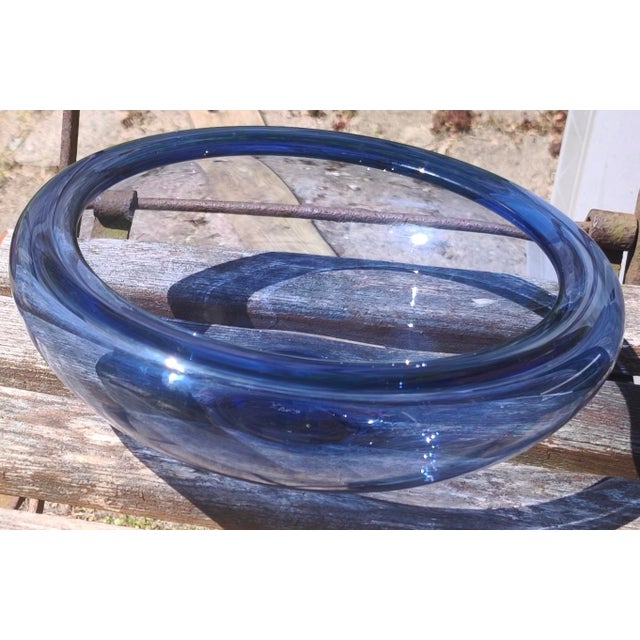 Mid-Century Modern Large Mid-Century Sapphire Blue Holmegaard Provence Bowl by Per Lütken for Royal Copenhagen For Sale - Image 3 of 3