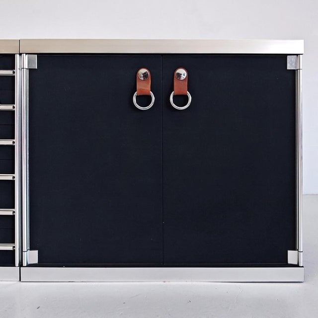 Black Sideboard in Fabric, Leather, Marble and Metal attributed to Guido Faleschini for I4 Mariani Hermes, 1970s For Sale - Image 8 of 18