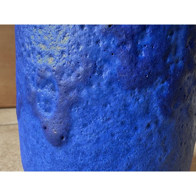 Studio Ceramic Art Vase with Blue Lava Glaze by Hartwig Heyne for Hey Keramik, West Germany, 1970s For Sale - Image 13 of 16