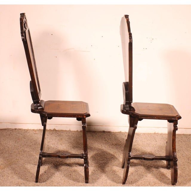 Walnut and Marquetry Step Stools, 1800s, Set of 2 For Sale - Image 8 of 13