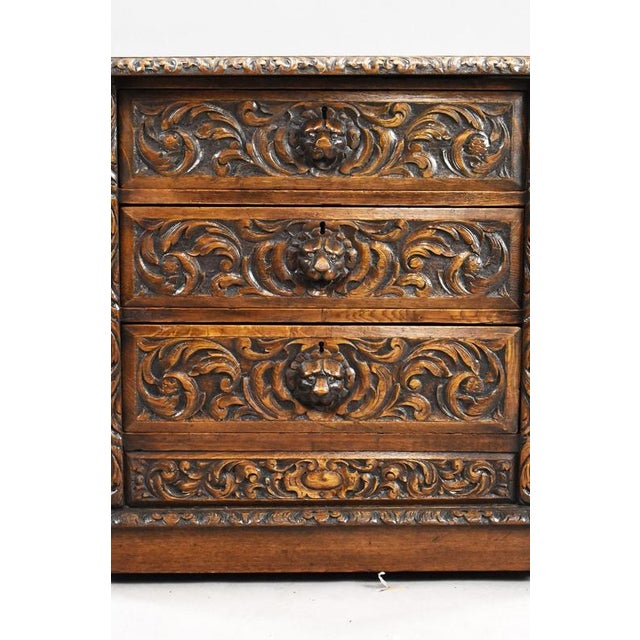 Wood Victorian Carved Oak Partners Writing Table, 1880 For Sale - Image 7 of 13