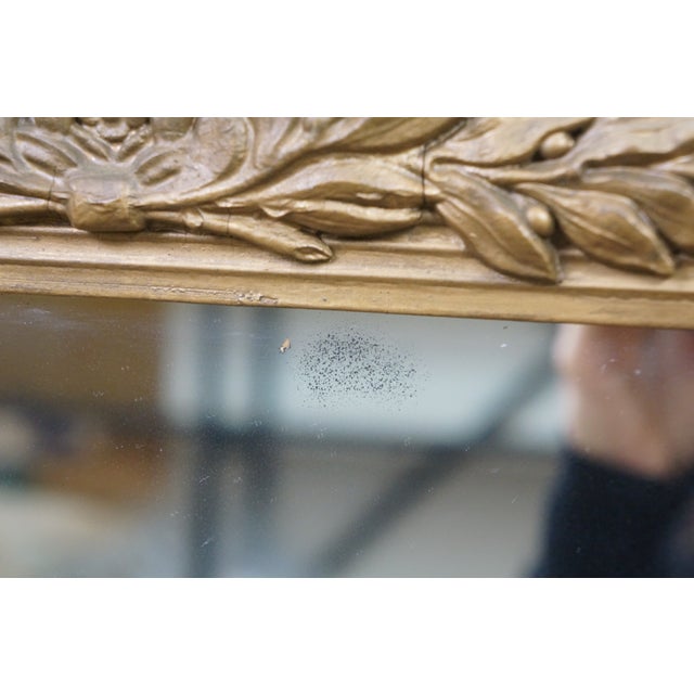 Antique French Louis XVI Neoclassical Laurel Wreath Gold Gesso Mirror 29" For Sale - Image 11 of 11