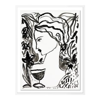 Flowers & Winde in Black by Leslie Weaver in White Framed Paper, Small Art Print For Sale