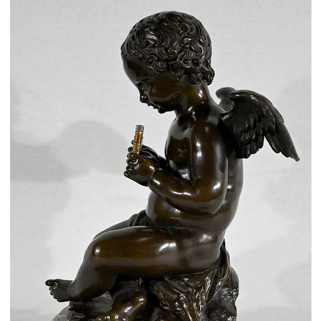 Angel with Flute, Late 19th Century, Bronze & Marble For Sale - Image 17 of 18