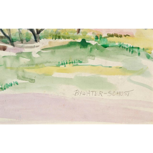 Rural, Victorian Brick House - Mid Century Spring Landscape by Dorothy Violet Bywater-Schust For Sale - Image 4 of 5