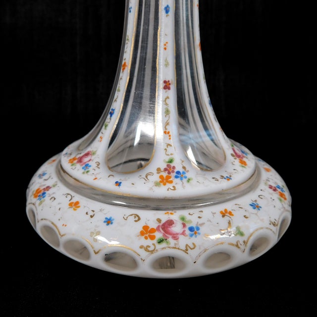 Shabby Chic 1930s White Floral Cut to Clear Perfume Bottle For Sale - Image 3 of 6