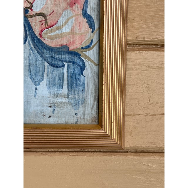 Fine French Chinoiserie Chic Figurative Whimsical Oil on Wood Painting in Gilt Frame For Sale - Image 10 of 18