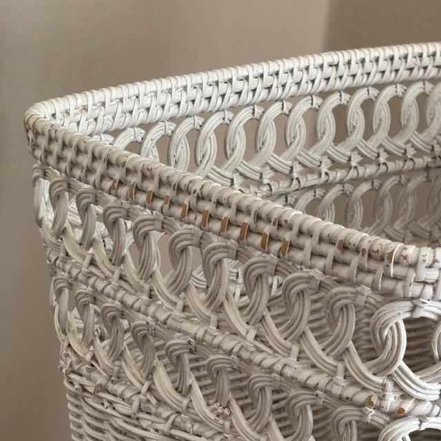 Mid-20th Century Rectangular Boho Wicker Wastepaper Basket For Sale - Image 12 of 18