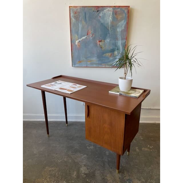 1960's Restored American Walnut Desk For Sale - Image 13 of 13