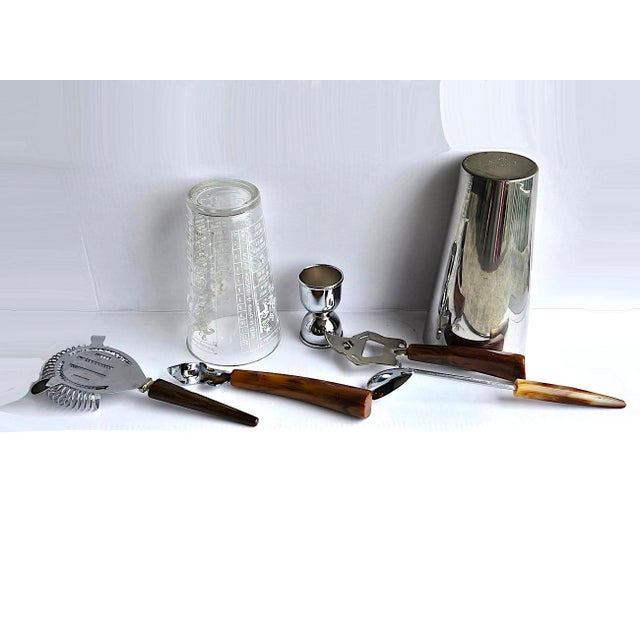 Federal Glass Vintage Cocktail and Bar Tools Set, Bakelite and Stainless Steel, 7 Pieces For Sale - Image 4 of 13