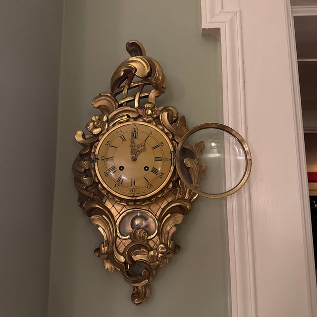 Swedish Giltwood Cartel Clock For Sale - Image 6 of 6