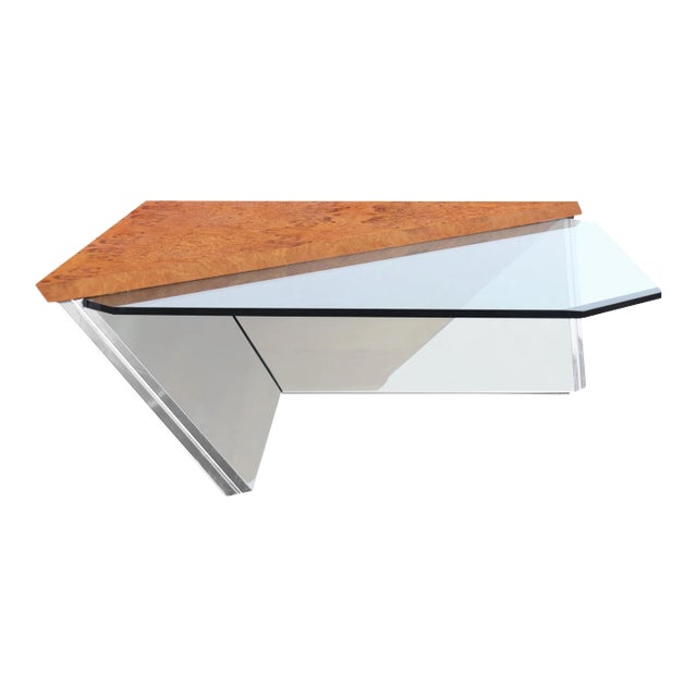 Vintage Burl Wood Coffee Table Attributed to J. Wade Beam for Brueton, 1970s For Sale