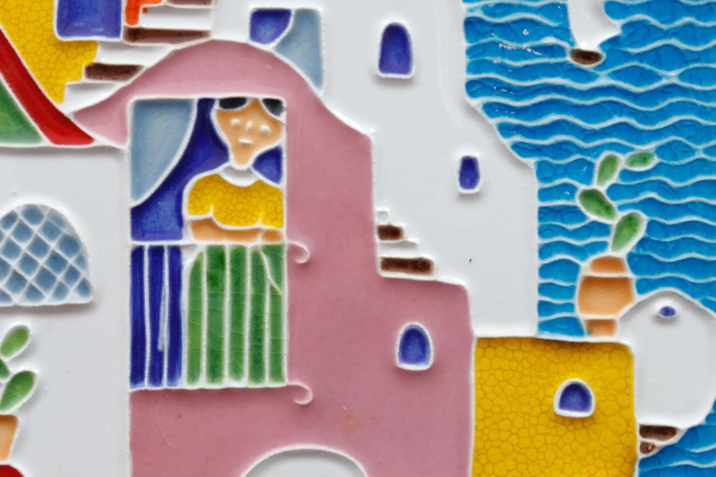 Mediterranean Houses Italian Hand Painted Tile Art by Creazioni