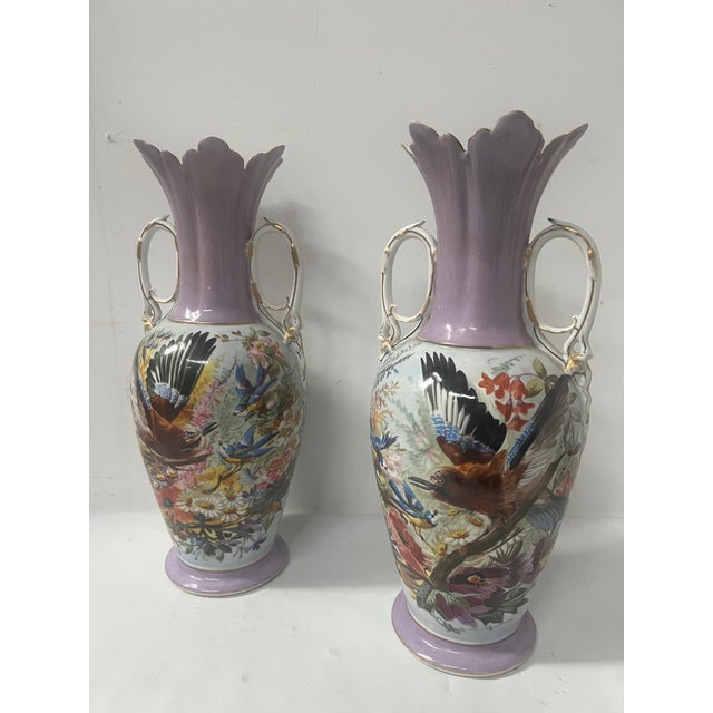 Polychrome Porcelain Vases, 19th Century, Set of 2 For Sale - Image 17 of 18