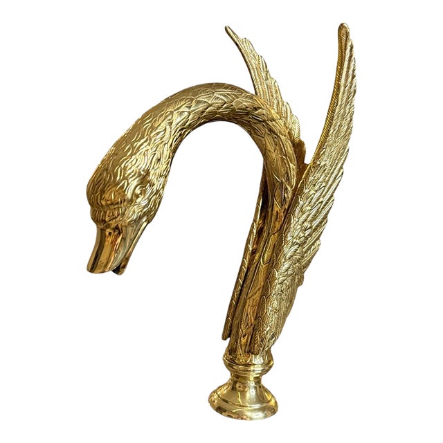 Early 20th Century Gilded Swan Form Sculptural Object With Winged Detail For Sale
