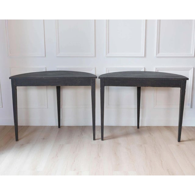 Pair of Swedish Demi-Lune Tables, circa 1880 For Sale - Image 9 of 11