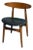 Vintage Set of 4 Greta Dining Chairs in Teak Wood and Black Leather For Sale