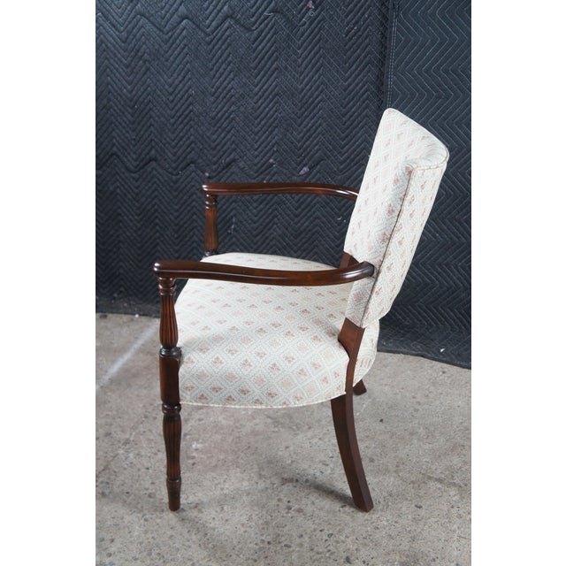 Wood Mid 20th Century Martha Washington Style Mahogany Upholstered Library Arm Chair For Sale - Image 7 of 13