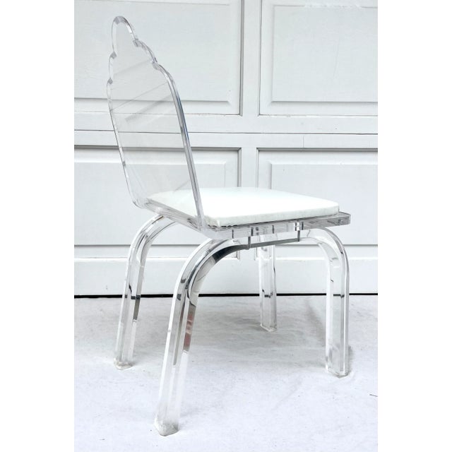 Transparent Vintage Lucite Scallop-Top Modern Side Chair For Sale - Image 8 of 12