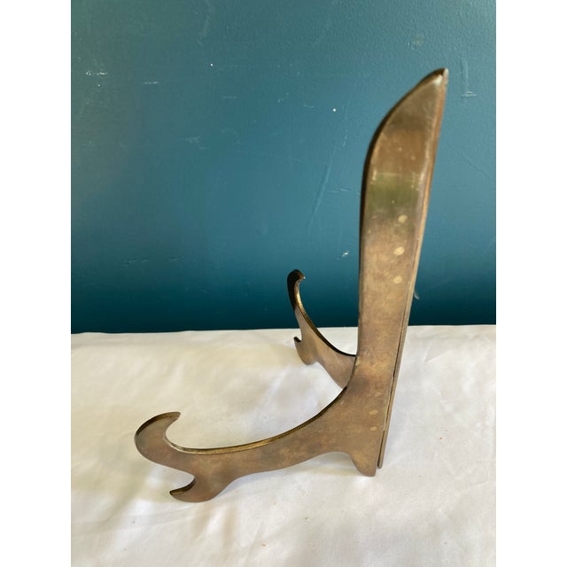 Metal Mid-Century Brass Folding Easel Stand With Curved Legs For Sale - Image 7 of 9