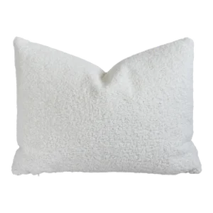 Ivory-Colored Curly Looped Bouclé Feather/Down Pillow 24” X 18”