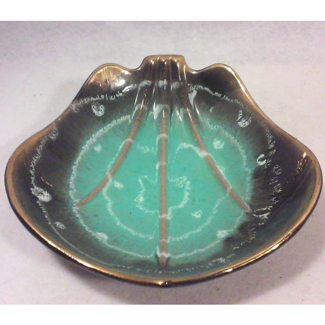Mid-Century German Turquoise and Black Decorative Ceramic Dish For Sale - Image 4 of 5