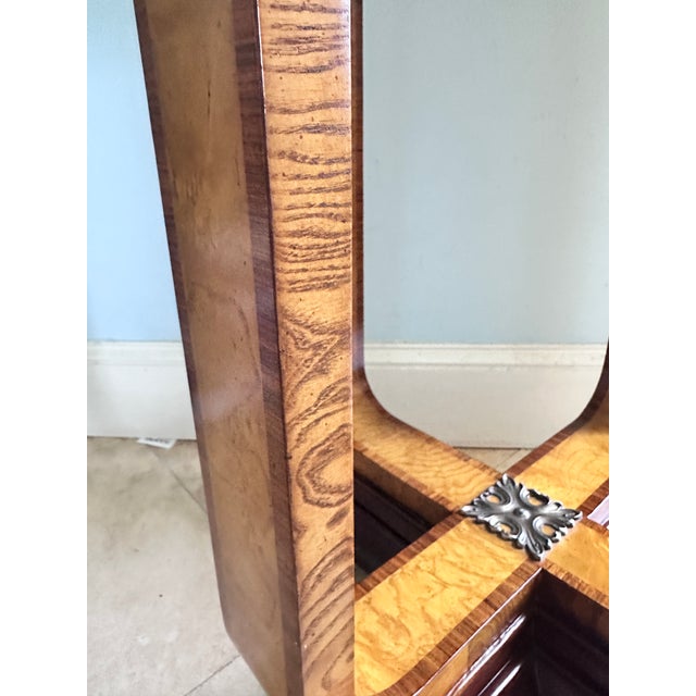 Brown Late 20th Century Maitland-Smith Art Deco Style Round Burlwood and Glass Accent Table For Sale - Image 8 of 17