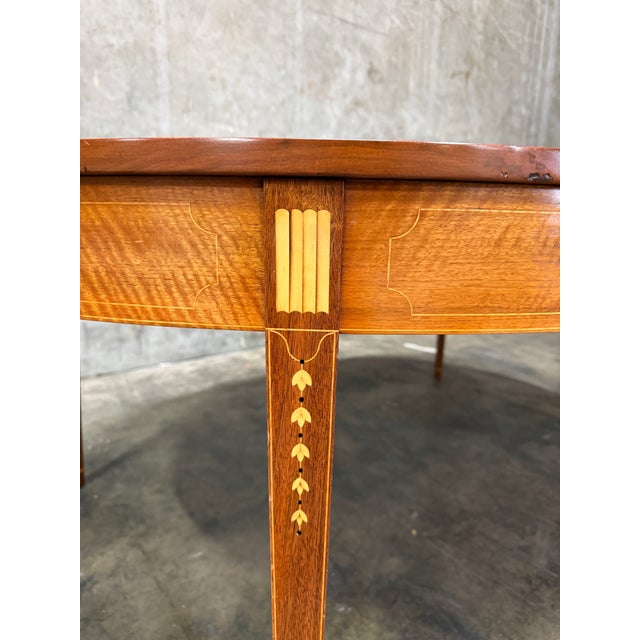 Brown Large Custom Extendable Custom Federal Style Mahogany Dining Table With Inlay by Johns Congdon 150" For Sale - Image 8 of 17