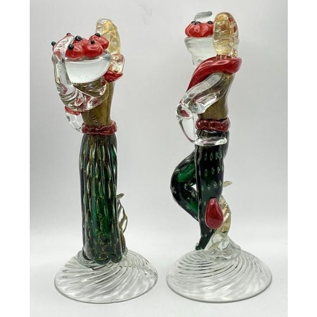 1960s Murano Seguso Vetri D’Arte Male Female Peasant Couple Italian Art Glass 1960s (Pls Read-Repair) For Sale - Image 5 of 18