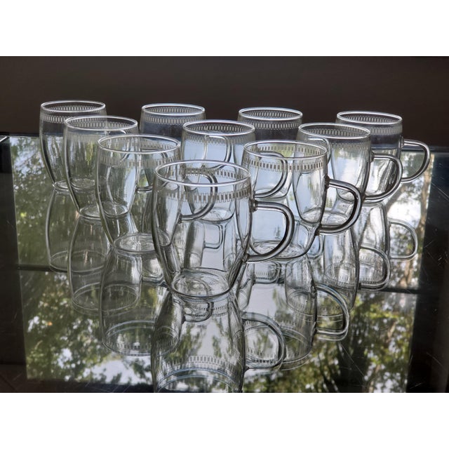 1960s 1960s Rare- 10 Vintage Schott Mainz Jena Glass Clear Delicate Coffee/ Tea Cups For Sale - Image 5 of 18