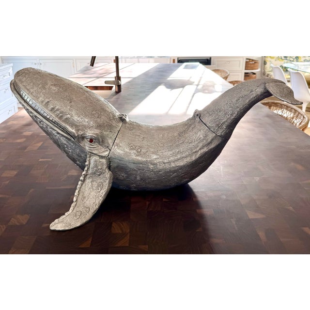 Mid-Century Modern Rare Vintage Arthur Court Whale Champagne Cooler Wine Chiller Ice Bucket Sculpture, 1979 For Sale - Image 3 of 11