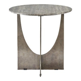 Contemporary Op Art Travertine Top End Table For Sale