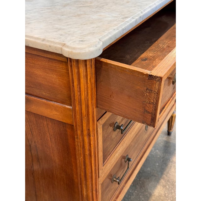 Late 18th Century Louis XVI Walnut Commode With Marble Top For Sale - Image 6 of 11