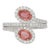 1.1Ct Padparadscha Sapphire Toi Et Moi Ring With Natural Diamonds Halo: 14k Gold, Size 6.75 For Sale