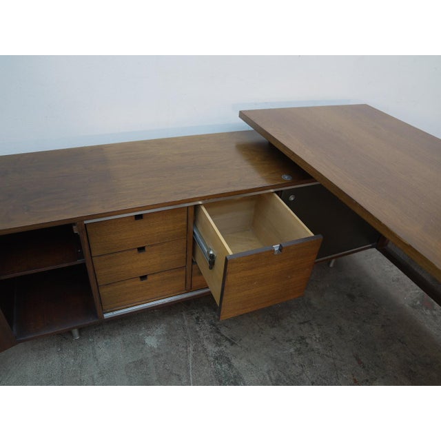 1960s 1960s George Nelson for Herman Miller Mahogany Desk W/ Mesh Front $4,999.00 72"w X 72" D X 30" H For Sale - Image 5 of 18